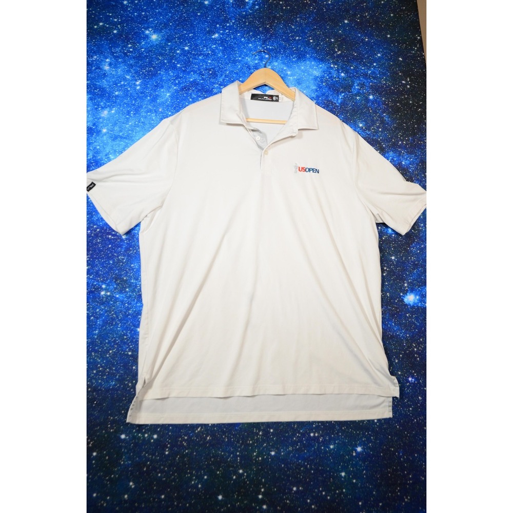RLX Ralph Lauren US Open Shirt Polo Mens 2XL White Golf Performance Logo